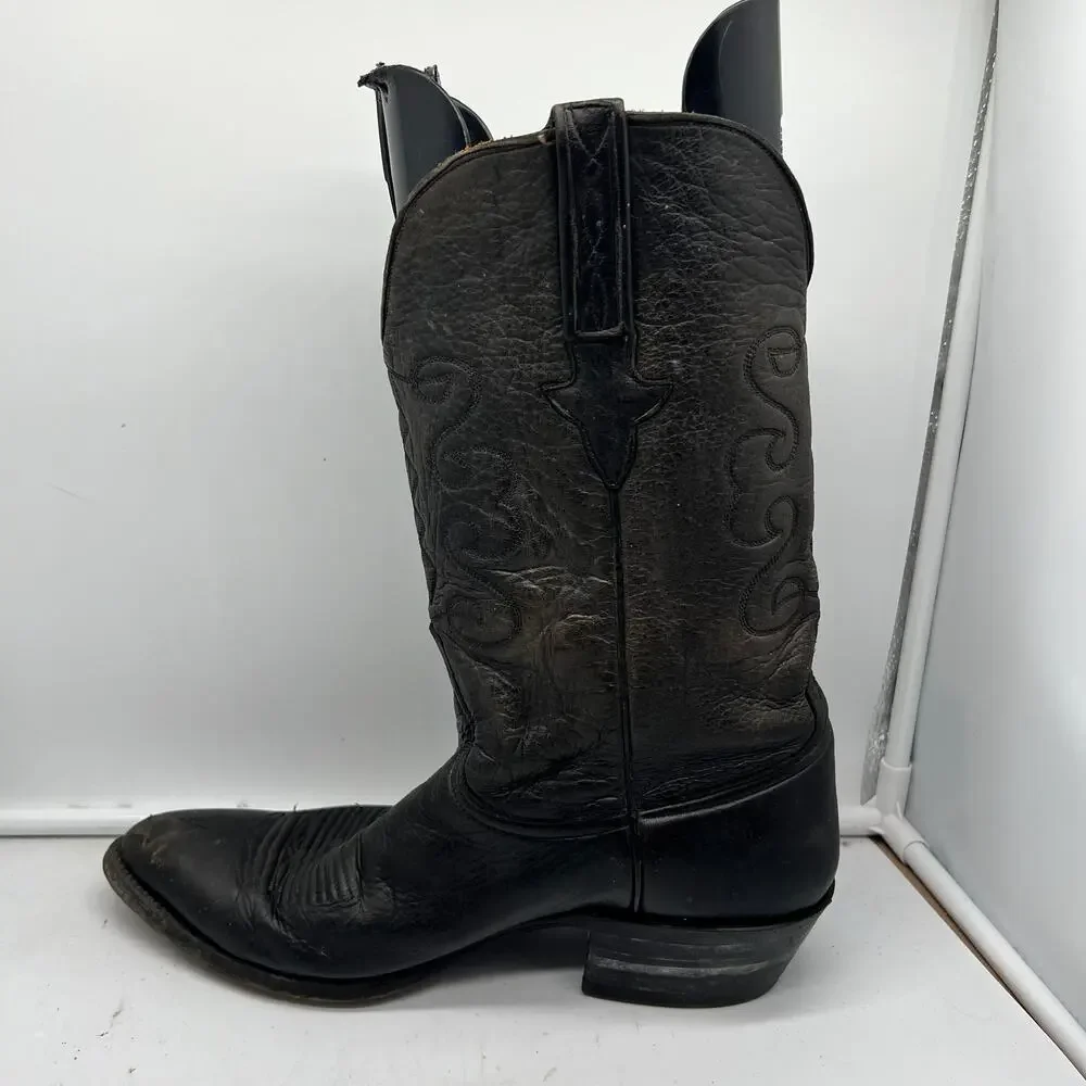 Lucchese Boots Mens 10 Black Leather Cowboy Western **